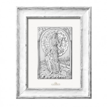 Quadro Acca raffigurante la fortuna, con lastra in argento 925 in bassorilievo