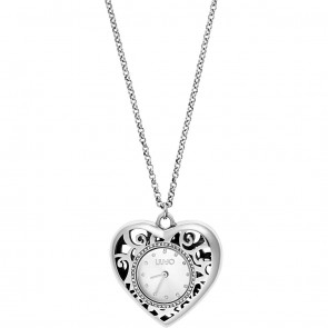 orologio a collana liu-jo a forma di cuore in acciaio con indici a pietre 